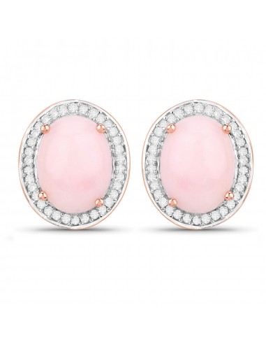 4.20 Carat Genuine Pink Opal and White Diamond 14K Rose Gold Earrings Comparez plus de prix