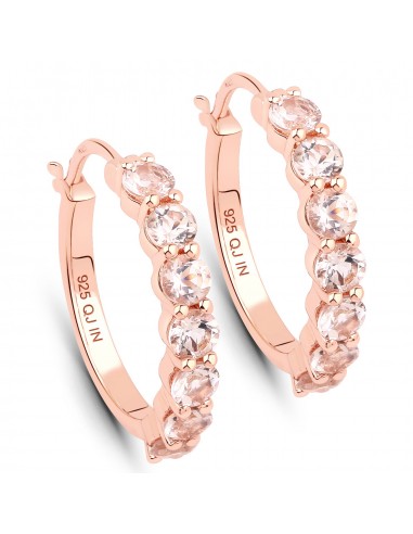 14K Rose Gold Plated 1.68 Carat Genuine Morganite .925 Sterling Silver Earrings de pas cher