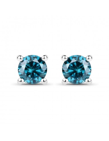 0.51 Carat Genuine Blue Diamond 14K White Gold Earrings Economisez 