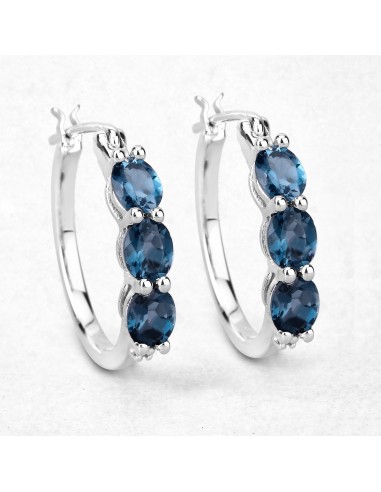 2.41 Carat Genuine London Blue Topaz and White Diamond .925 Sterling Silver Earrings En savoir plus