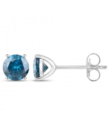 0.90 Carat Genuine Blue Diamond 14K White Gold Earrings destockage