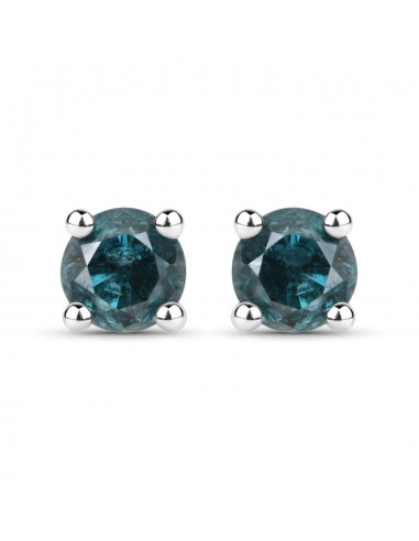 0.23 Carat Genuine Blue Diamond 14K White Gold Earrings (I1-I2) rembourrage situé sous