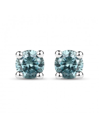 0.29 Carat Genuine Blue Diamond 14K White Gold Earrings (I1-I2) basket pas cher