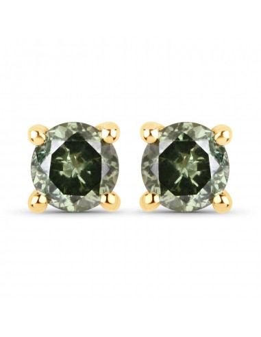 0.30 Carat Genuine Green Diamond 14K Yellow Gold Earrings (SI1-SI2) Faites des économies