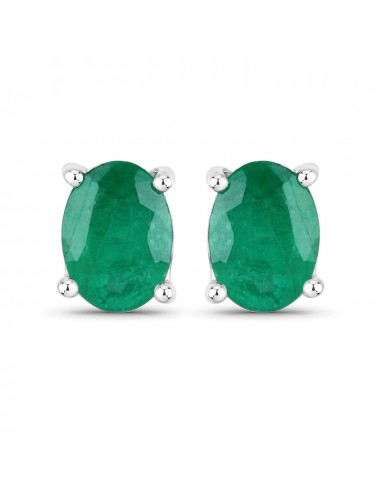 1.44 Carat Genuine Zambian Emerald 14K White Gold Earrings online