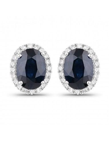 2.04 Carat Genuine Blue Sapphire and White Diamond 14K White Gold Earrings offre 