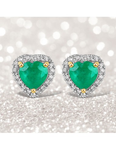 1.03 Carat Genuine Zambian Emerald and White Diamond 14K Yellow Gold Earrings meilleur choix