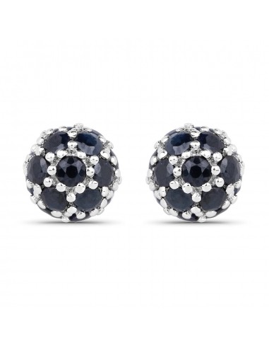 2.52 Carat Genuine Blue Sapphire .925 Sterling Silver Earrings Livraison rapide