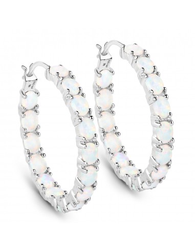 2.05 Carat Genuine Created Opal .925 Sterling Silver Earrings Fin de série