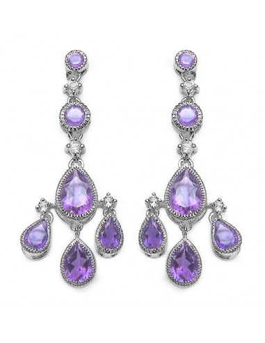 6.48 Carat Genuine Pink Amethyst and White Topaz .925 Sterling Silver Earrings s'inspire de l'anatomie humaine