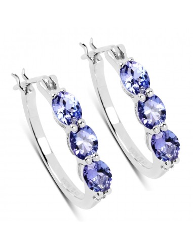 1.99 Carat Genuine Tanzanite and White Diamond .925 Sterling Silver Earrings livraison et retour toujours gratuits