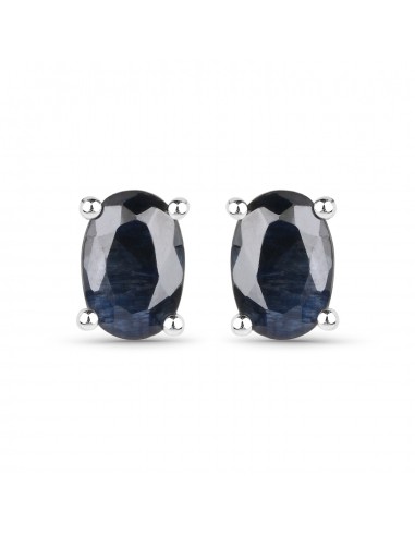 1.90 Carat Genuine Blue Sapphire .925 Sterling Silver Earrings Véritable concentré