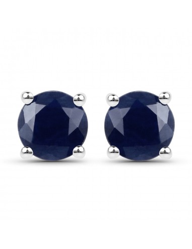 1.90 Carat Genuine Blue Sapphire .925 Sterling Silver Earrings destockage