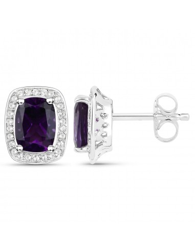 2.81 Carat Genuine Amethyst and White Topaz .925 Sterling Silver Earrings la chaussure