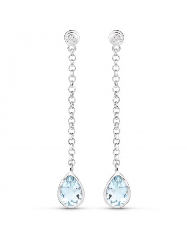 3.36 Carat Genuine Aquamarine and White Topaz .925 Sterling Silver Earrings prix pour 