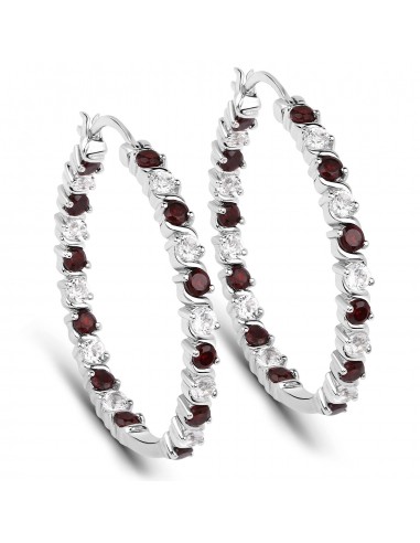 3.52 Carat Genuine Garnet and White Topaz .925 Sterling Silver Earrings Jusqu'à 80% De Réduction