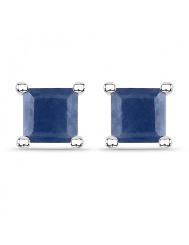 1.20 Carat Genuine Blue Sapphire .925 Sterling Silver Earrings de pas cher