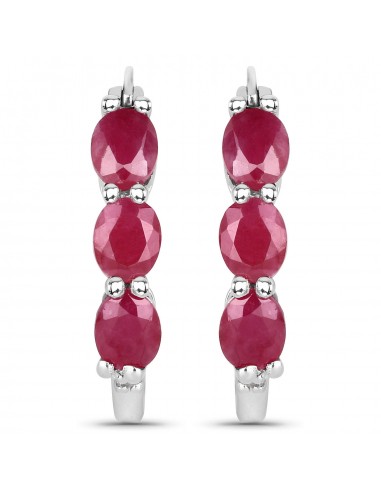 1.81 Carat Genuine Johnson Ruby and White Diamond .925 Sterling Silver Earrings Découvrez la collection