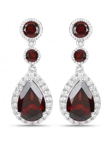 9.48 Carat Genuine Garnet and White Topaz .925 Sterling Silver Earrings votre