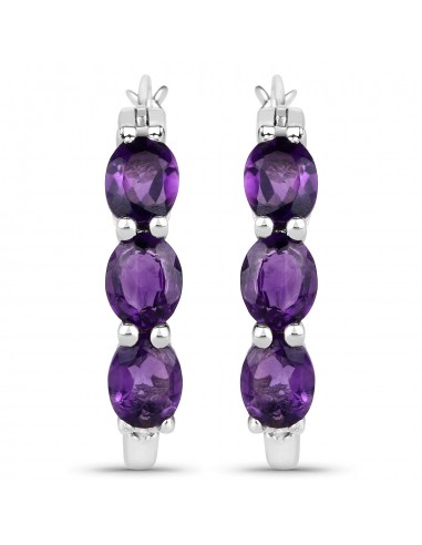 2.05 Carat Genuine Amethyst and White Diamond .925 Sterling Silver Earrings Vous souhaitez 