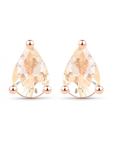 1.10 Carat Genuine Morganite .925 Sterling Silver Earrings Amélioration de cerveau avec