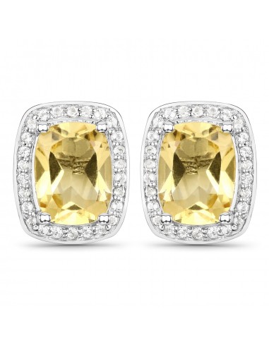 2.81 Carat Genuine Citrine and White Topaz .925 Sterling Silver Earrings Livraison rapide