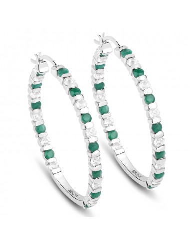 3.66 Carat Genuine Emerald and White Topaz .925 Sterling Silver Earrings la chaussure