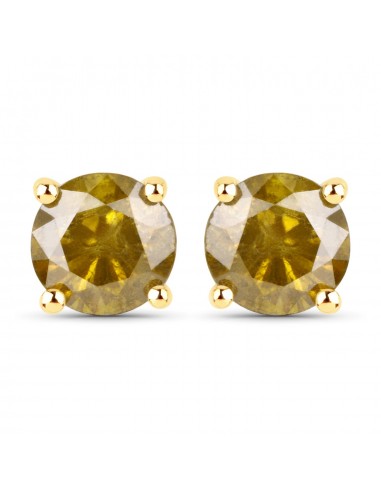 0.74 Carat Genuine Yellow Diamond 14K Yellow Gold Earrings ( I1-I2 ) la chaussure