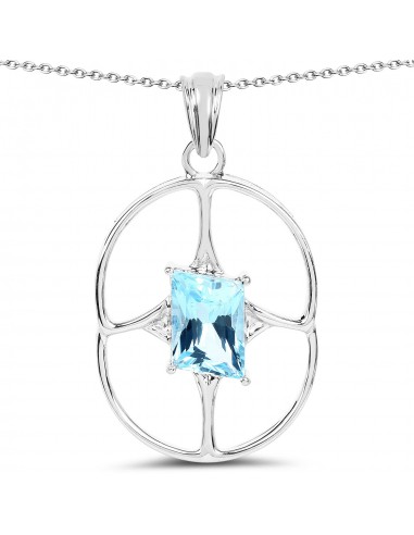 5.26 Carat Genuine Swiss Blue Topaz .925 Sterling Silver Pendant votre restaurant rapide dans 