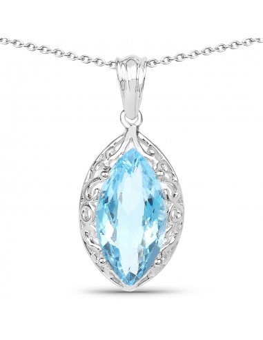 8.22 Carat Genuine Swiss Blue Topaz .925 Sterling Silver Pendant En savoir plus