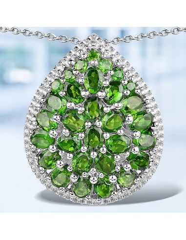 4.65 Carat Genuine Chrome Diopside .925 Sterling Silver Pendant 50-70% off 