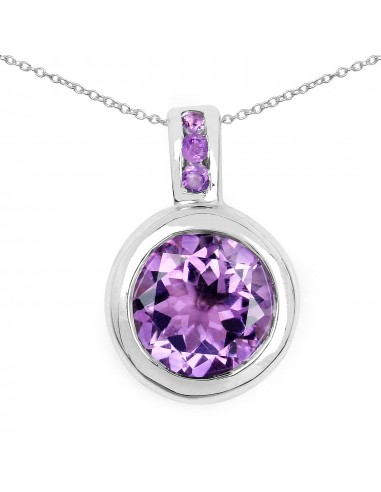 4.09 Carat Genuine Amethyst .925 Sterling Silver Pendant les ctes