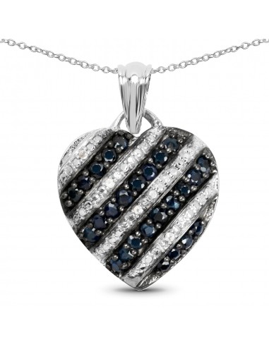 1.55 Carat Genuine Blue Sapphire and White Topaz .925 Sterling Silver Pendant la colonne vertébrale